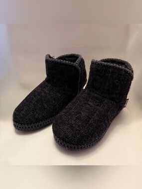 Muk Luks Black Knit Slipper Booties